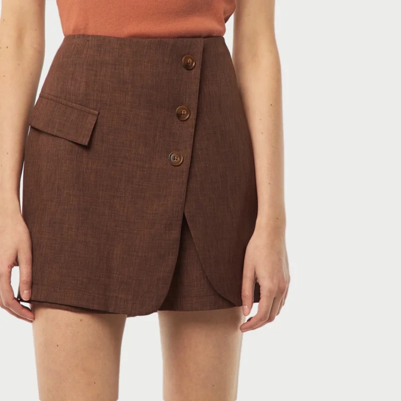Falda pantalón corta lisa - MARRON – Image 5